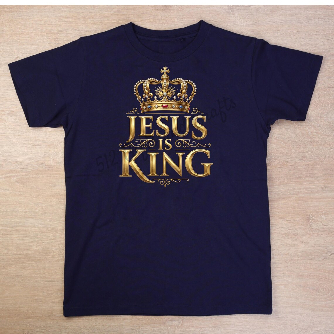 Jesus Is King shirt design PNG, minimalist crown in black and white